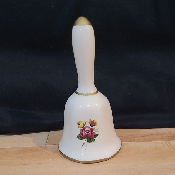 Other - 2/$20 Floral Ceramic Bell with Gold Accents